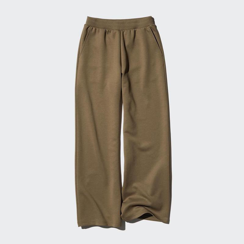 Uniqlo DRY Sweat Wide (Long) Women Trousers Natural  US |  JNEF-51309