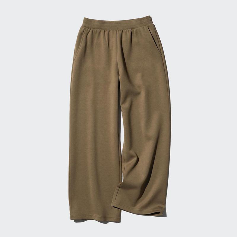 Uniqlo DRY Sweat Wide Women Trousers Olive  US |  ZHCB-49356