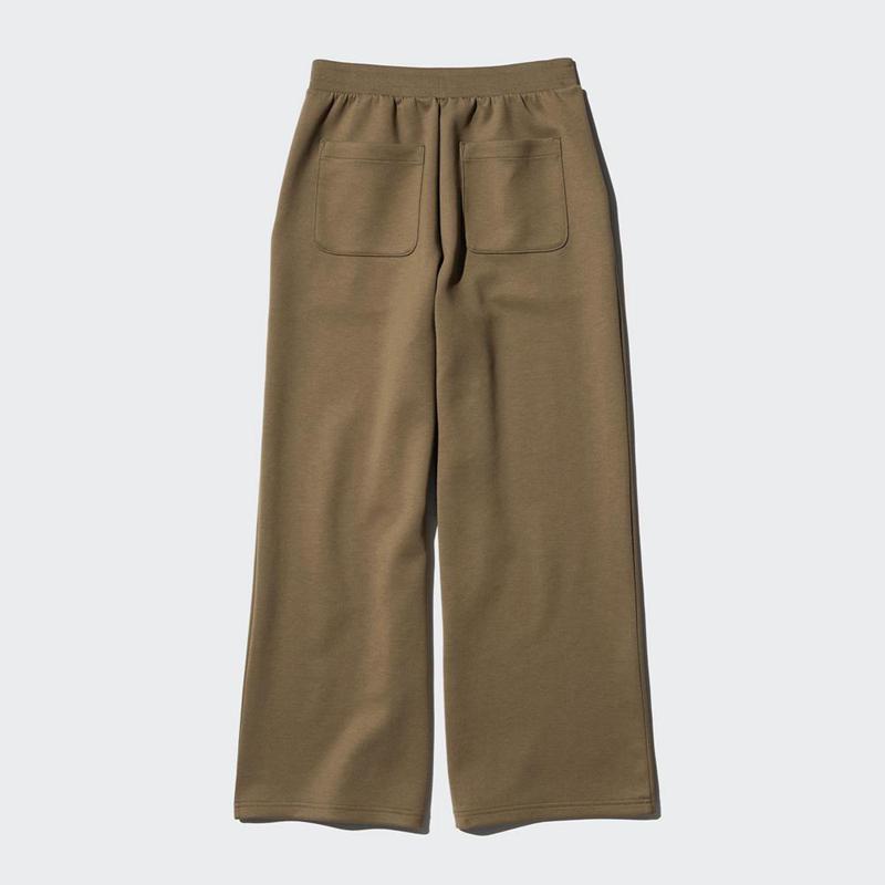 Uniqlo DRY Sweat Wide Women Trousers Olive  US |  ZHCB-49356