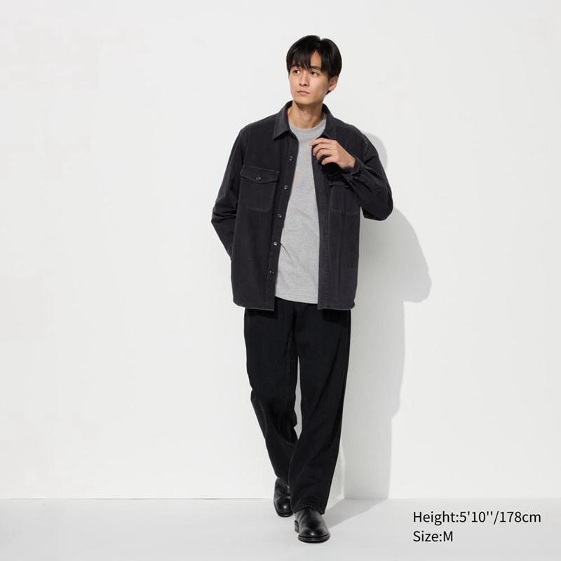 Uniqlo Denim Jersey Men Overshirts Black  US |  IHPJ-17589