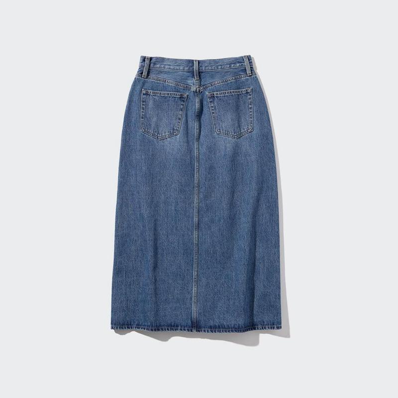 Uniqlo Denim Long Women Skirts White  US |  PIFC-25318