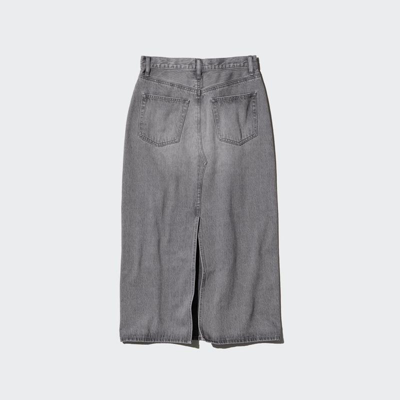 Uniqlo Denim Panel Long Women Skirts Grey  US |  OJRG-76421