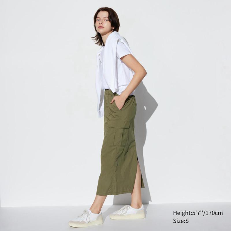 Uniqlo Easy Cargo Women Skirts Olive  US |  OQKV-68125