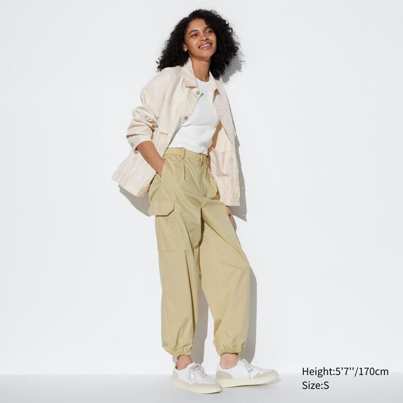 Uniqlo Easy Cargo Women Trousers Beige  US |  KICZ-02537