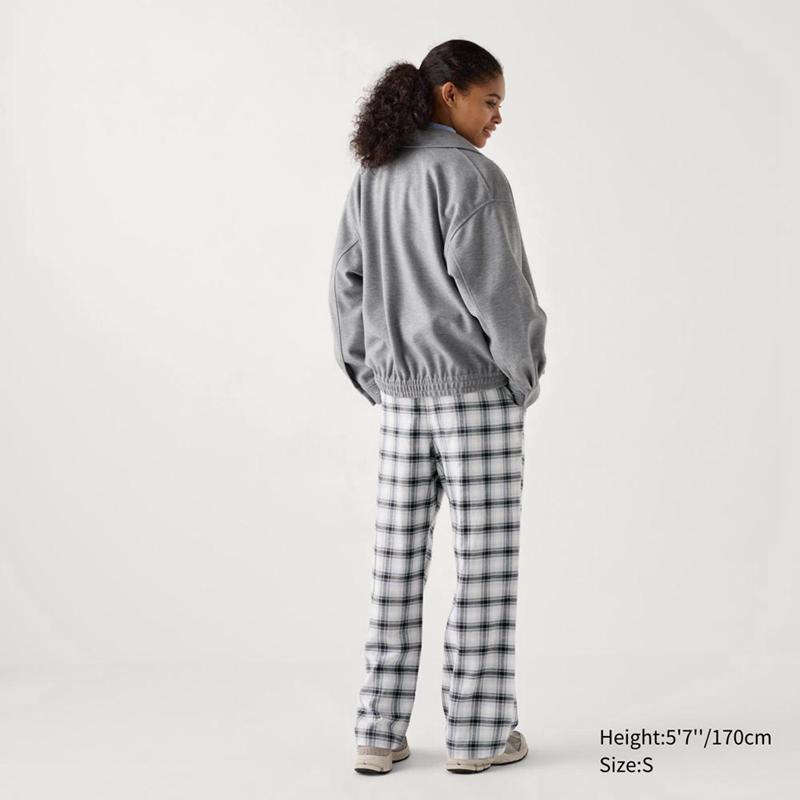 Uniqlo Flannel (Check) Women Trousers Off White  US |  SUEC-19376