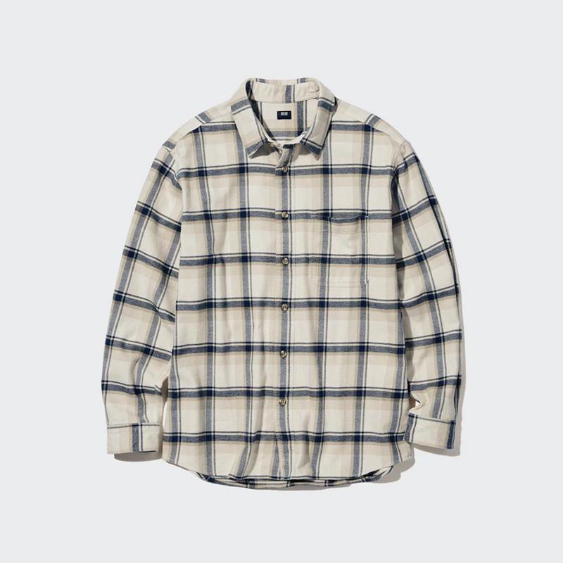 Uniqlo Flannel Regular Fit (Check, Regular Collar) Men Shirts Olive  US |  ZUXA-10452