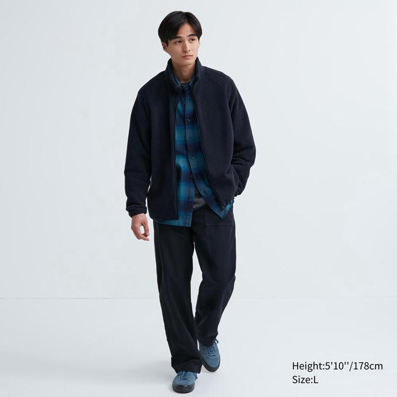 Uniqlo Fleece Full-Zip Men Jackets Black  US |  CEKR-10597