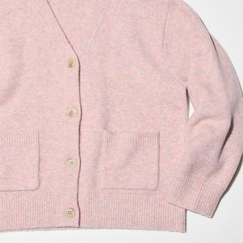 Uniqlo Girls Soufflé Yarn Kids' Cardigan Off White  US |  LHZD-17504