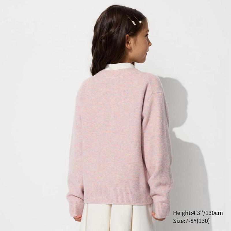 Uniqlo Girls Soufflé Yarn Kids' Cardigan Off White  US |  LHZD-17504