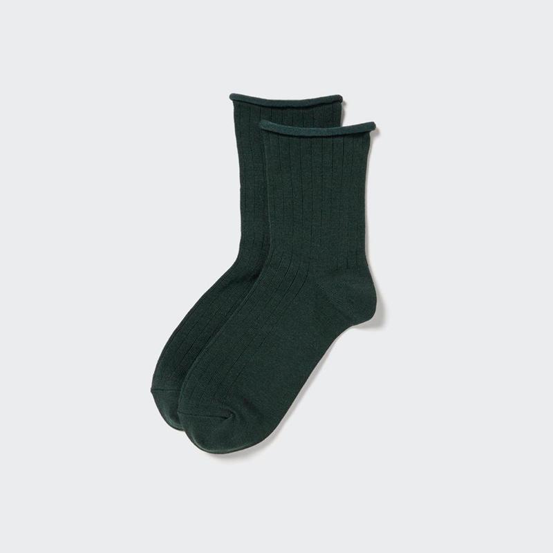 Uniqlo HEATTECH (Crew) Women Socks Tights Dark Green  US |  BXLN-23867