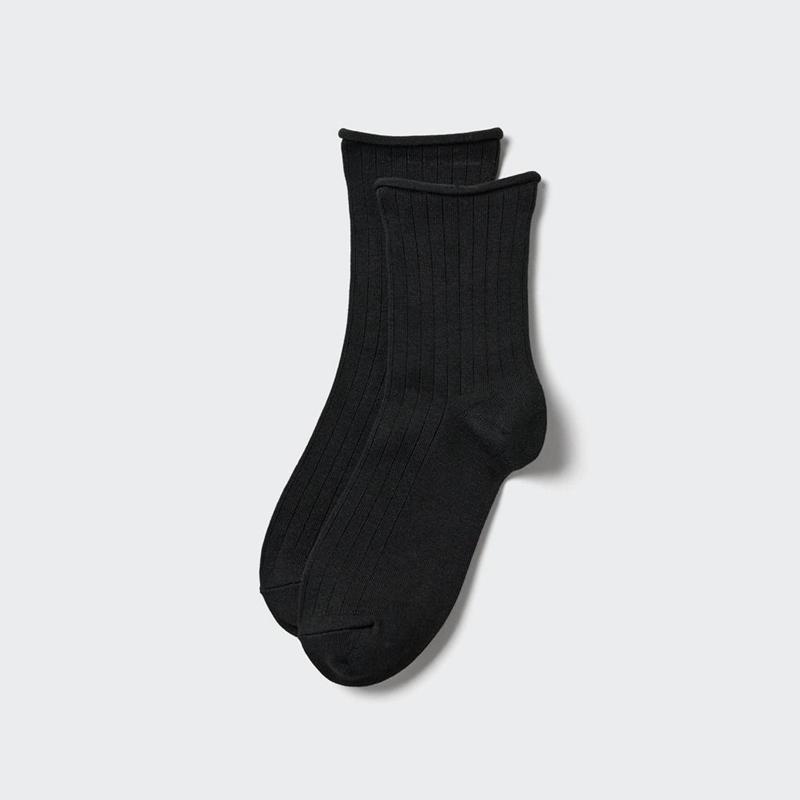 Uniqlo HEATTECH (Crew) Women Socks Tights Black  US |  QFYV-28741