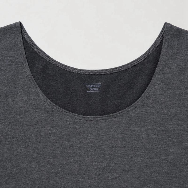 Uniqlo HEATTECH Extra Warm Cotton Scoop Neck Women T-Shirts Light Grey  US |  XQLF-68327