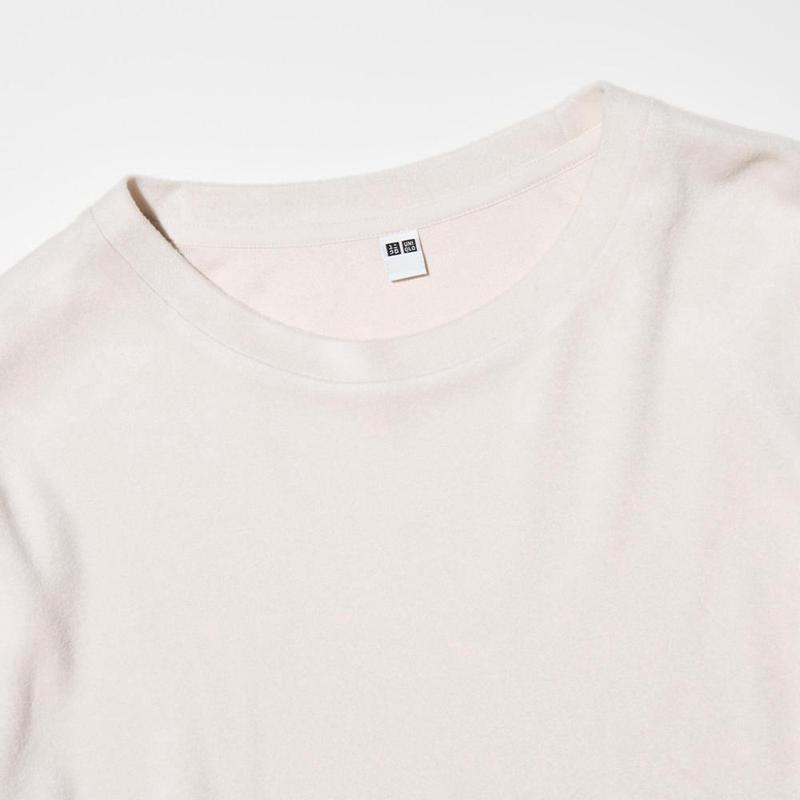 Uniqlo HEATTECH Fleece Crew Neck Women T-Shirts Pink  US |  MOLZ-35641