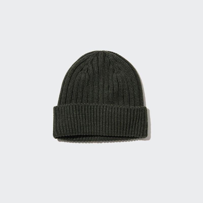 Uniqlo HEATTECH (Ribbed) Women Beanie Olive  US |  SPRA-23059