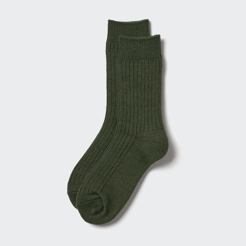 Uniqlo HEATTECH (Ribbed) Women Socks Tights Dark Green  US |  FTDH-52190