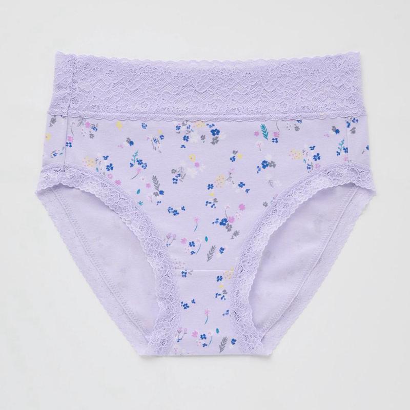 Uniqlo High Rise (Flowers) Women Briefs Purple  US |  MEKW-74253