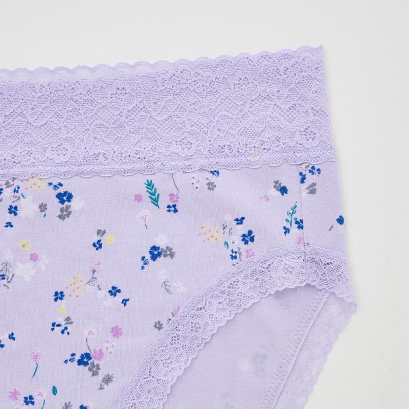 Uniqlo High Rise (Flowers) Women Briefs Purple  US |  MEKW-74253