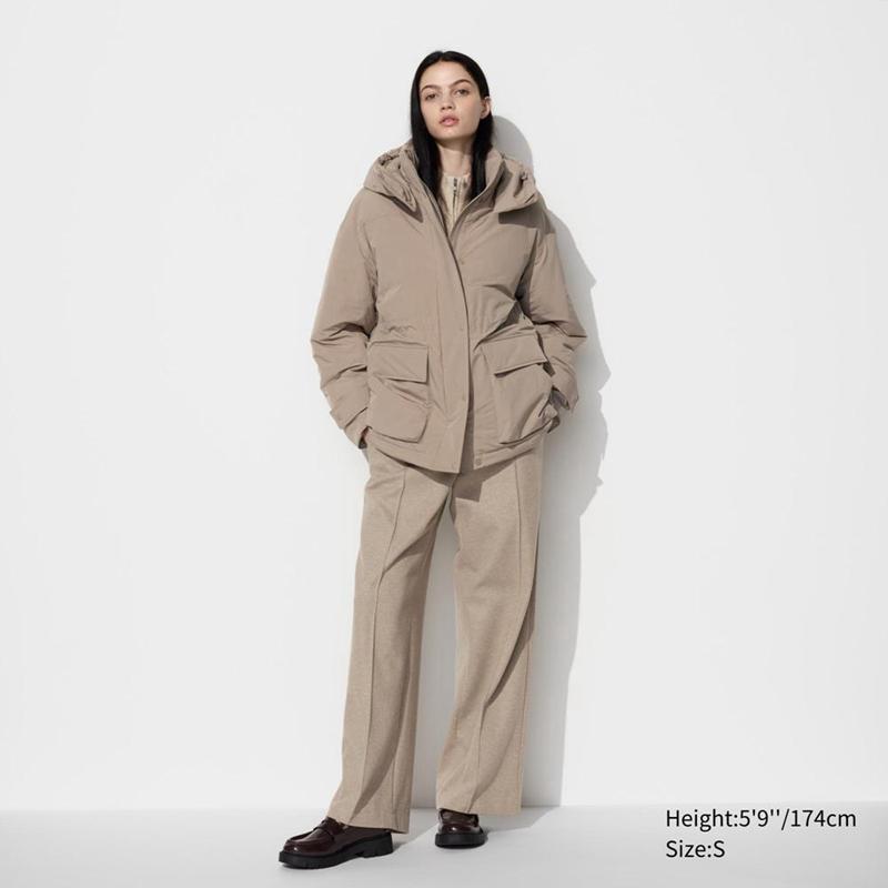 Uniqlo Hybrid Down Women Coats Beige  US |  NMIC-41706