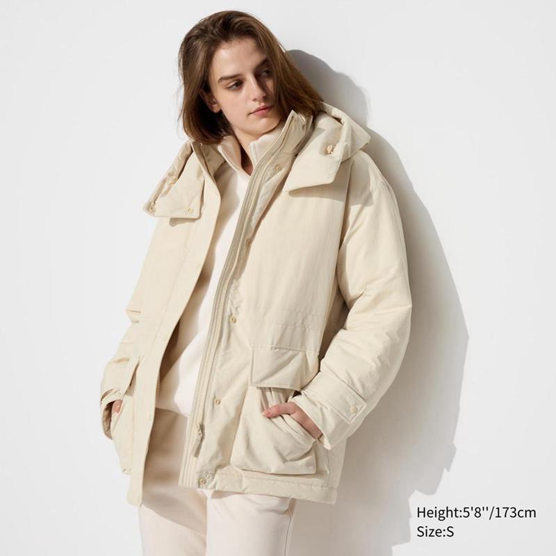 Uniqlo Hybrid Down Women Coats Natural  US |  PIVS-53712