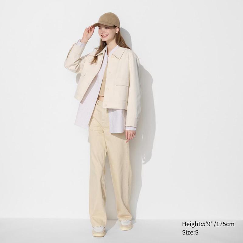 Uniqlo Jersey Relaxed Women Jackets Beige  US |  EAHJ-16790