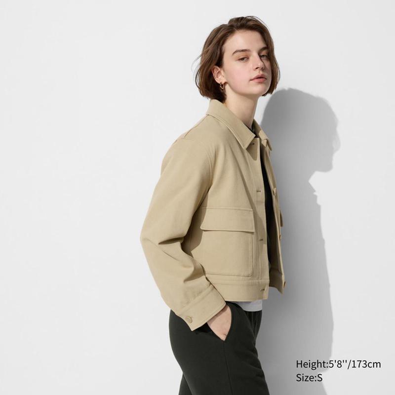 Uniqlo Jersey Relaxed Women Jackets Beige  US |  EAHJ-16790