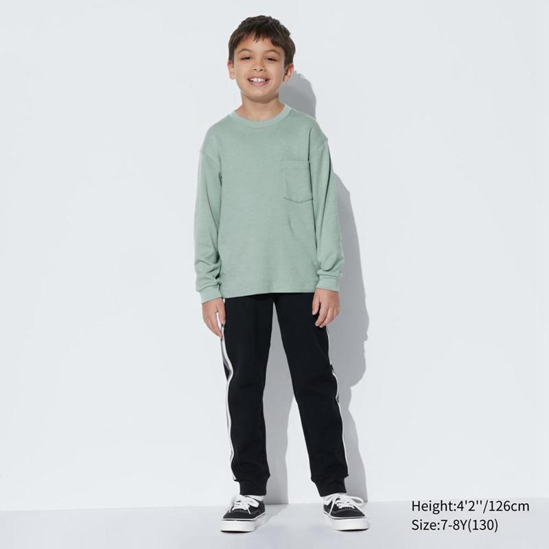 Uniqlo Kids Soft Brushed Cotton Crew Neck Long Sleeved Kids' T-Shirt Black  US |  GDVW-58962