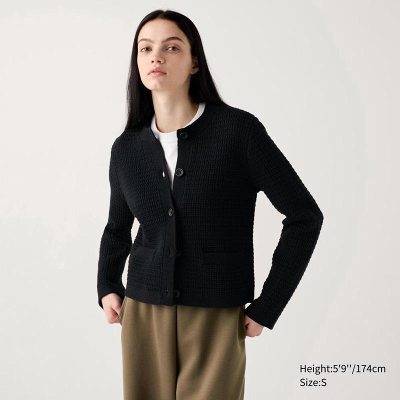 Uniqlo Knit Short Women Jackets Black  US |  ZYIM-96741