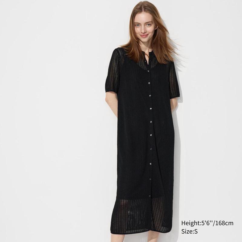 Uniqlo Lace Knit Women Dress Black  US |  EAGM-40725