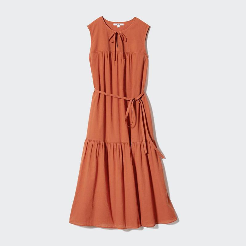 Uniqlo Light Cotton (Sleeveless) Women Dress Orange  US |  RUTE-57104