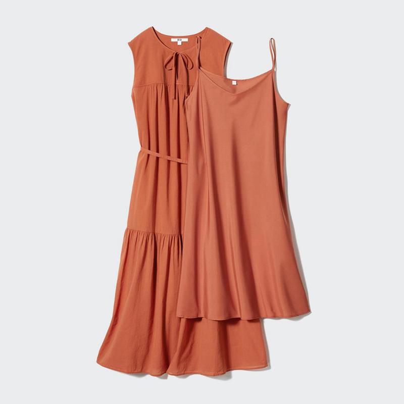 Uniqlo Light Cotton (Sleeveless) Women Dress Orange  US |  RUTE-57104