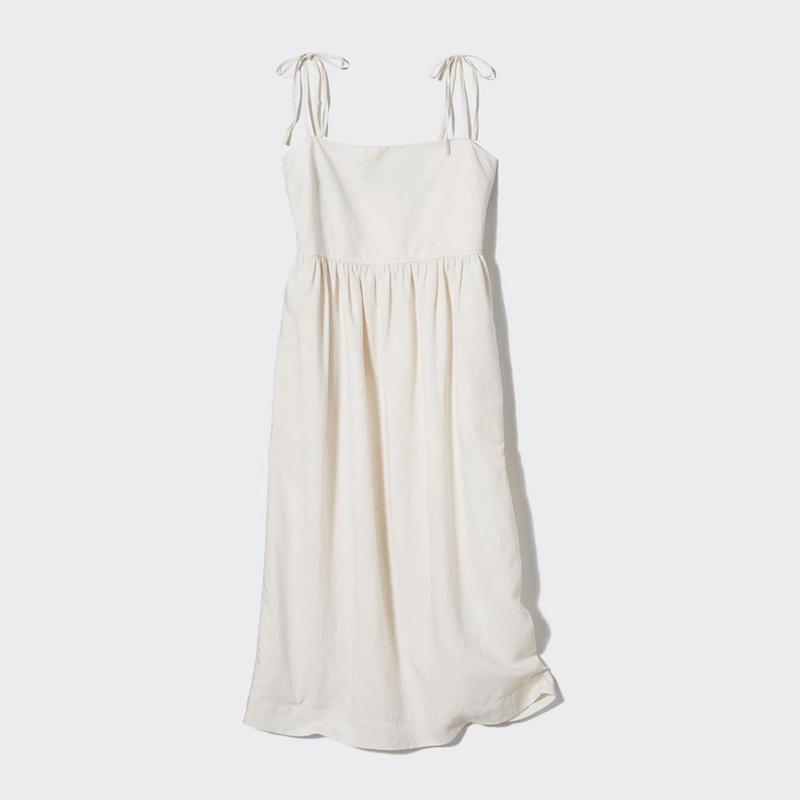 Uniqlo Linen Blend Camisole Women Dress Beige  US |  PRBD-87125