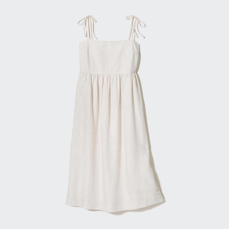 Uniqlo Linen Blend Camisole Women Dress Off White  US |  YLEA-71035