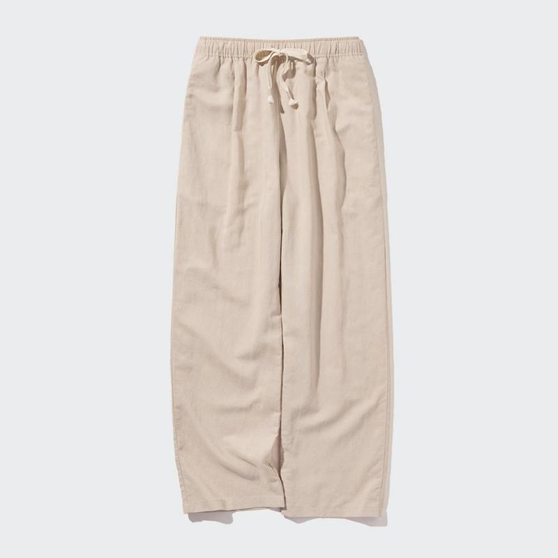 Uniqlo Linen Blend Easy Women Trousers Beige  US |  KNCL-02791