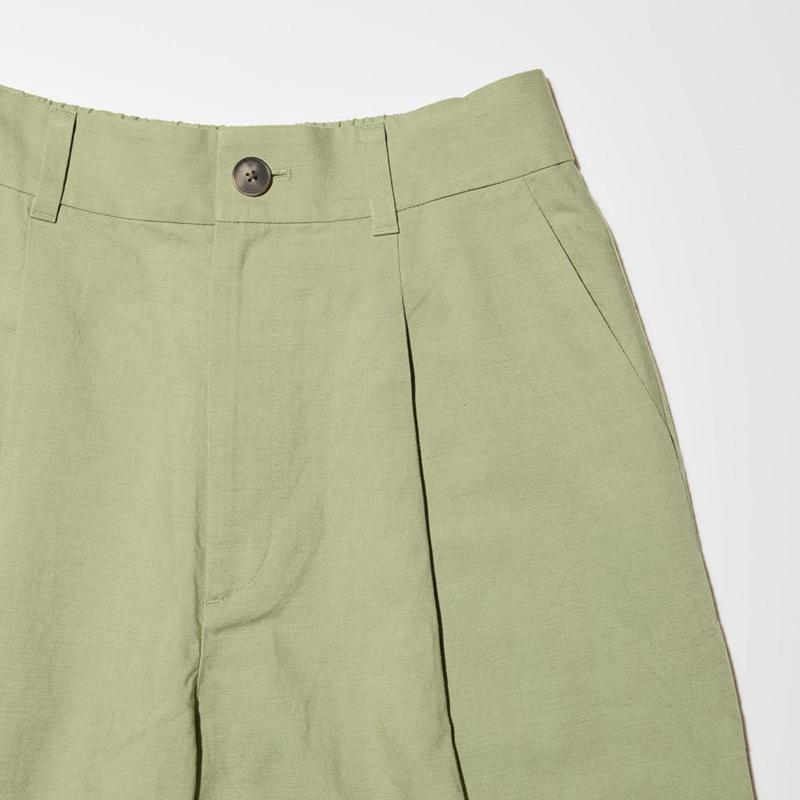 Uniqlo Linen Blend Pleated Tapered Women Trousers Green  US |  JFHL-96527