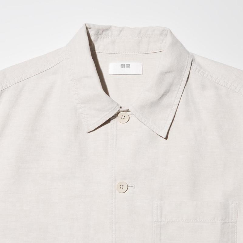 Uniqlo Linen Blend Relaxed Men Overshirts Black  US |  RGWF-26097