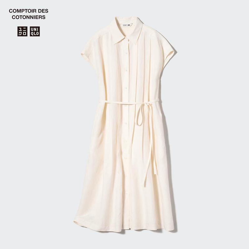 Uniqlo Linen Blend (Short Sleeve) Women Dress Green  US |  GABD-05283