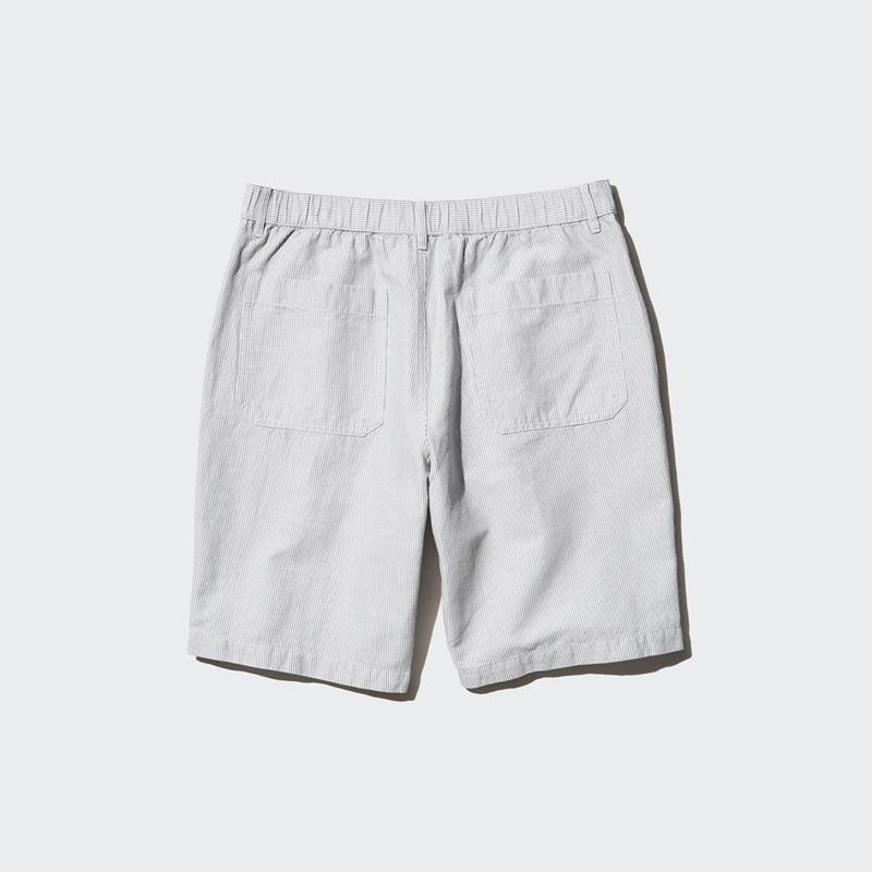 Uniqlo Linen Blend (Stripe) Men Shorts Grey  US |  XQGU-47913