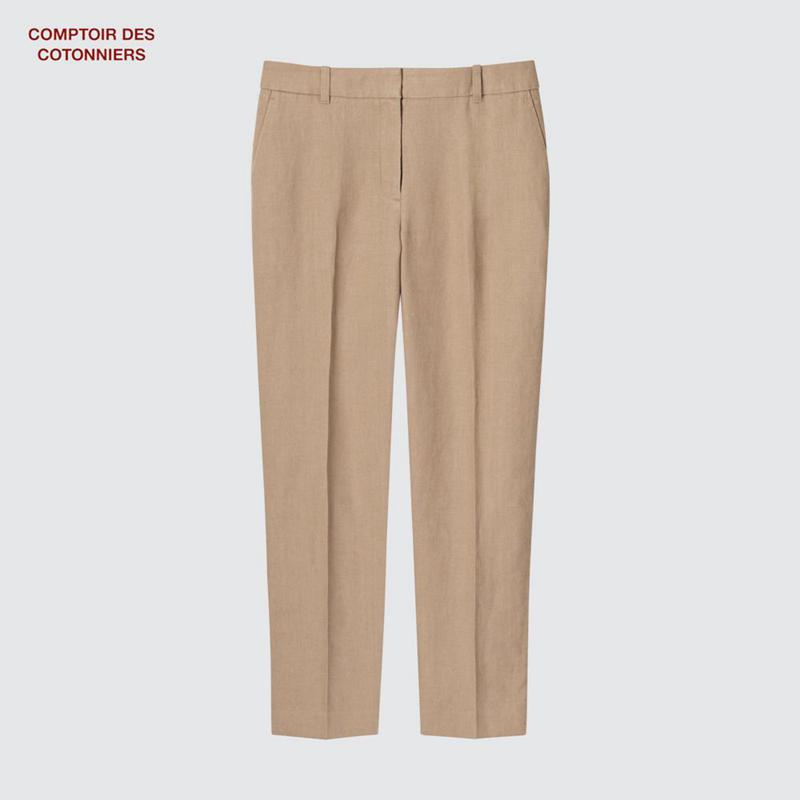 Uniqlo Linen Tapered Ankle Women Trousers Blue  US |  ZTCG-24913