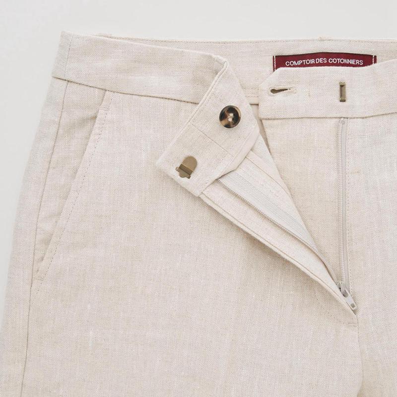 Uniqlo Linen Tapered Women Trousers Natural  US |  DGPM-27045