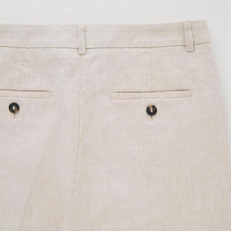 Uniqlo Linen Tapered Women Trousers Natural  US |  DGPM-27045