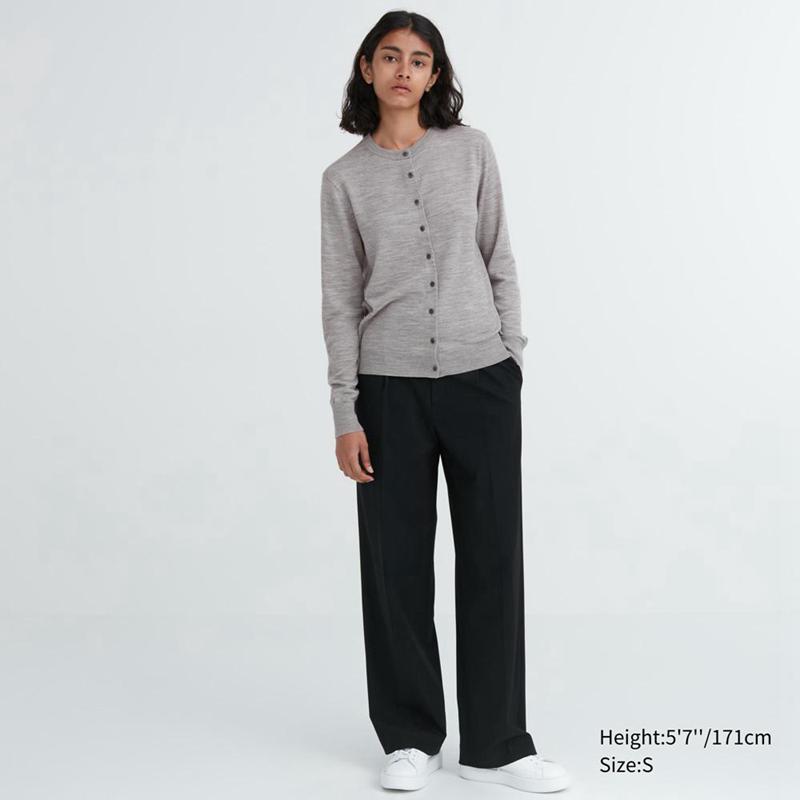 Uniqlo Merino Crew Neck Women Cardigans Pink  US |  OBTS-09235