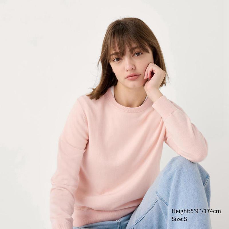 Uniqlo Merino Crew Neck Women Jumper Pink  US |  ZLIU-14850