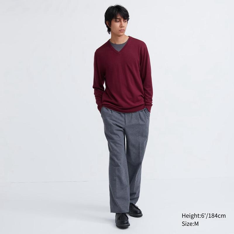 Uniqlo Merino V Neck Men Jumper Grey  US |  NPXB-26953