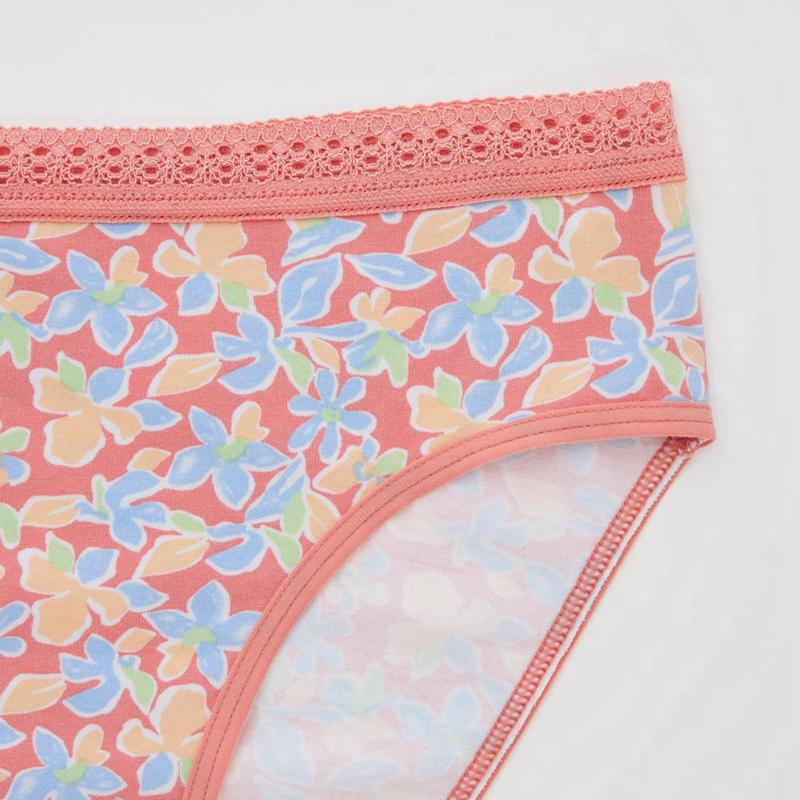 Uniqlo Mid Rise (Flowers) Women Briefs Pink  US |  KDAB-12530