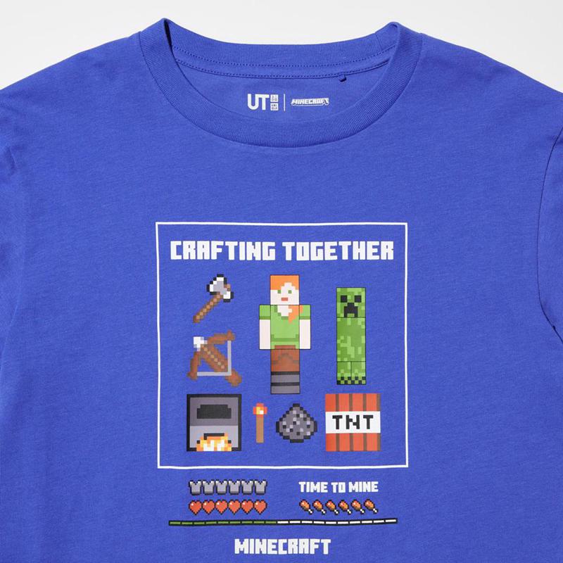 Uniqlo Minecraft UT Graphic Kids' T-Shirt Blue  US |  MESQ-32465