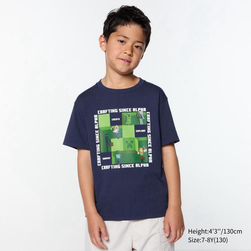 Uniqlo Minecraft UT Graphic Kids' T-Shirt Navy  US |  JVMO-31482