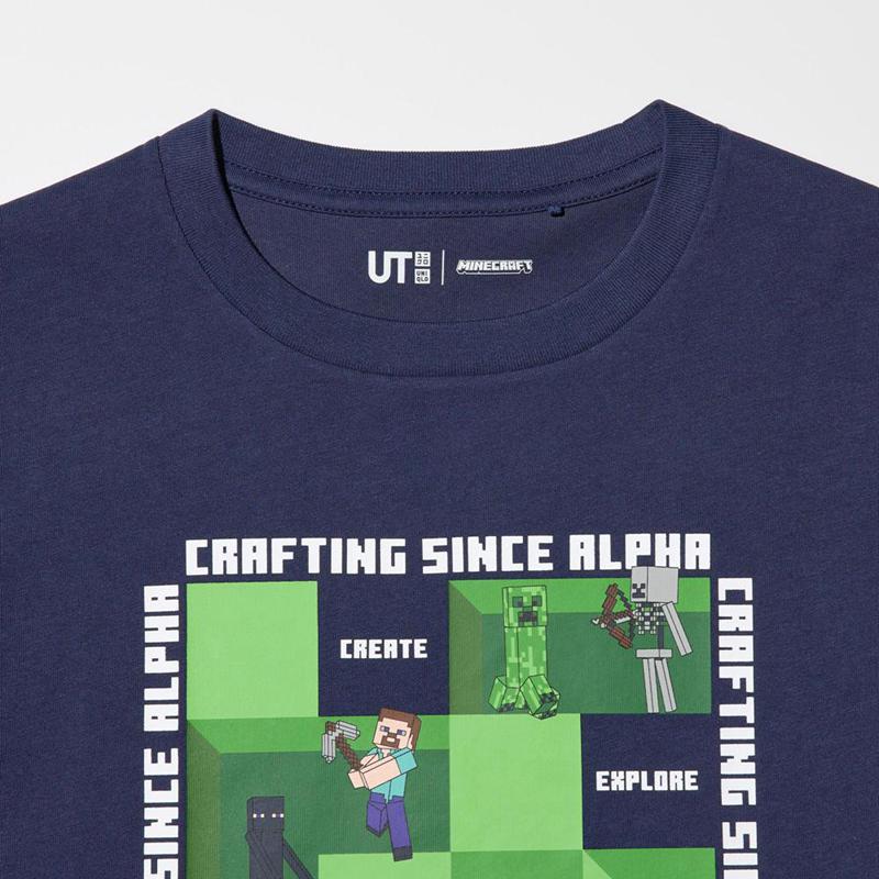 Uniqlo Minecraft UT Graphic Kids' T-Shirt Navy  US |  JVMO-31482