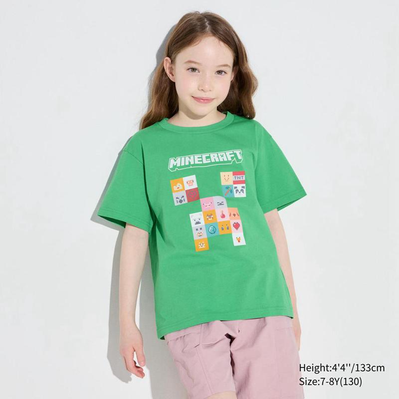 Uniqlo Minecraft UT Graphic Kids' T-Shirt Green  US |  JBHC-76310