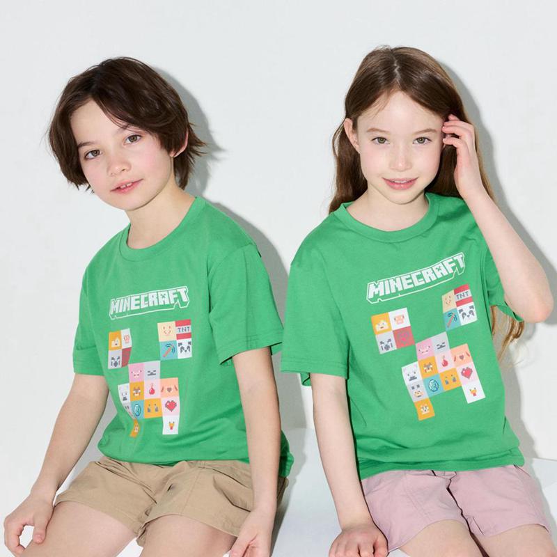 Uniqlo Minecraft UT Graphic Kids\' T-Shirt Green  US |  JBHC-76310