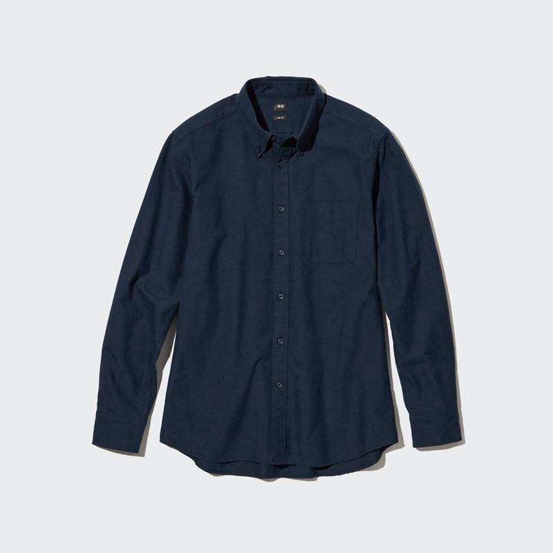 Uniqlo Oxford (Slim Fit) Men Shirts Navy  US |  JAZW-70649